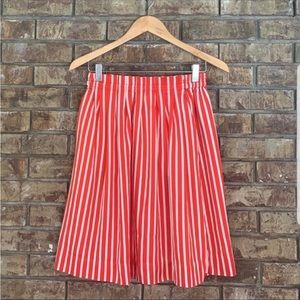 JCrew red and white striped skirt
